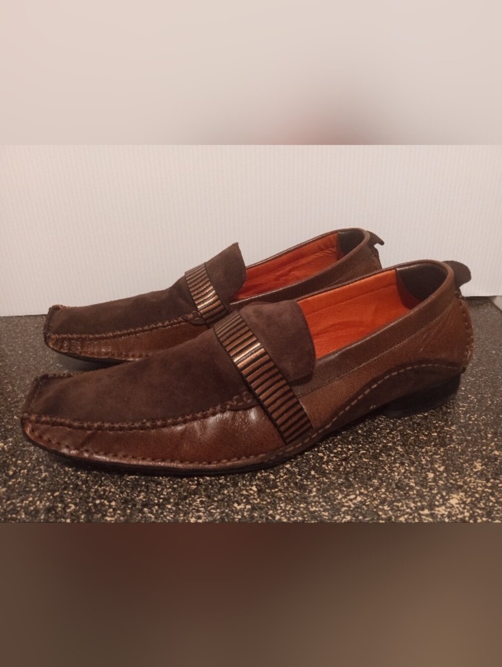 Shoe Robert Wayne Brown Suede & Leather Slip-On Loafers, Men's Size 11